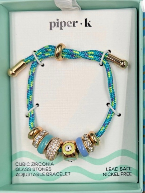 Nwt Piper K Cubic Zirconia Glass Stones Adjustable Bracelet 37$